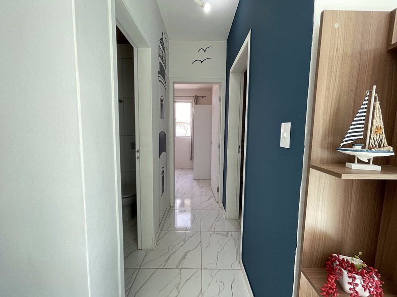 Apartamento com A/C e Garagem a 300m da Praia